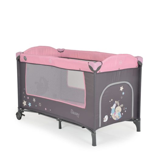 Moni - Sleepy összecsukható luxus babaágy 2 szint+pelenkázó+ játék pink – utazóágy és járóka 5. kép