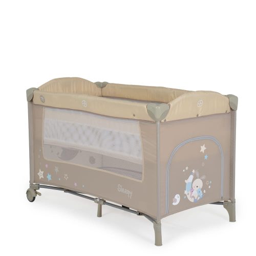 Moni  - Sleepy összecsukható luxus babaágy 2 szint+pelenkázó+ játék bézs