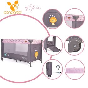 Cangaroo  - Africa 1 szintes utazóágy 14 kg pink