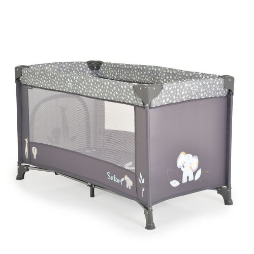 Cangaroo  - SAFARI utazóágy 1 szintes, zippes kibújóval, állatmintás GRAFIT