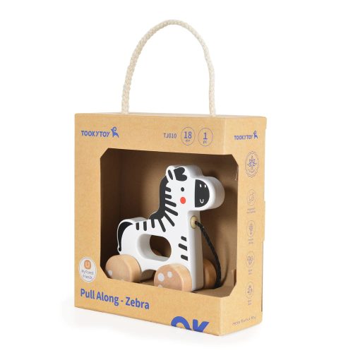 Tooky Toy - FAJÁTÉK húzható zebra FEHÉR