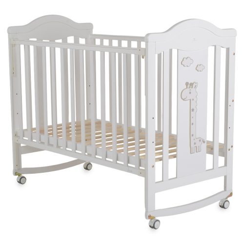 Cangaroo - JUNO fa babaágy zsiráf mintás, ringatós 60*120cm FEHÉR – babaágy 3. kép