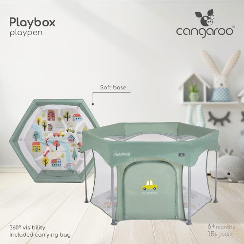 Cangaroo - PLAYBOX utazó járóka 6szögletű SZÜRKE – utazóágy és járóka 3. kép
