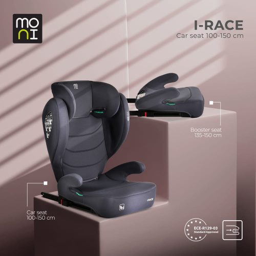 Moni - I-RACE autós ülés 100-150 cm ülésmagasítóvá alakítható FEKETE