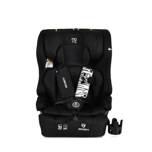 Moni - SECURITY autós ülés belső övvel, isofix, ajándék 2plüss+párna 76-150cm FEKETE