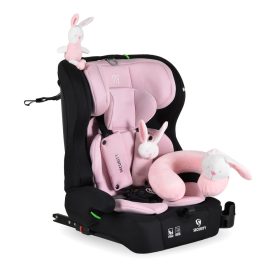   Moni - SECURITY autós ülés belső övvel, isofix, ajándék 2plüss+párna 76-150cm PINK