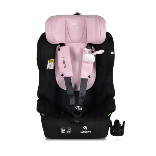 Moni - SECURITY autós ülés belső övvel, isofix, ajándék 2plüss+párna 76-150cm PINK