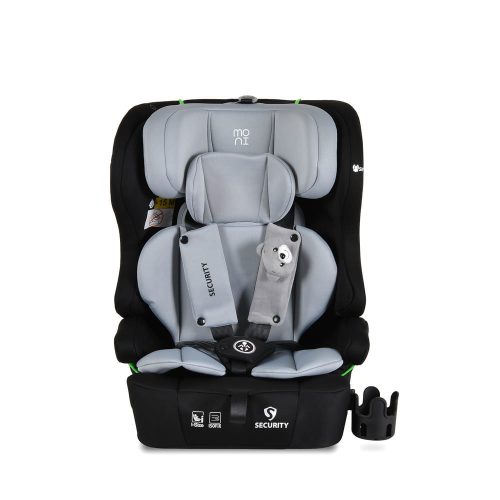 Moni - SECURITY autós ülés belső övvel, isofix, ajándék 2plüss+párna 76-150cm SZÜRKE