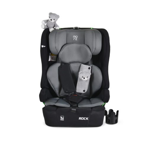 Moni - ROCK autós ülés 76-150cm, 2játékkal, pohártartó, belső öv, isofix nélkül SZÜRKE