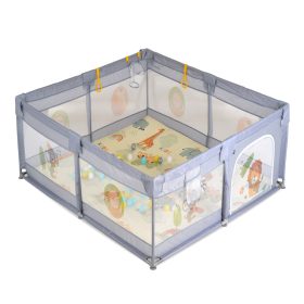   Moni - GAMEZONE összecsukható járóka szőnyeggel, 60 labdával 120x120 SZÜRKE