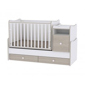   Lorelli Trend PLUS kombi ágy 70x165 - White & Blue Elm / Fehér & Kék csíkozás