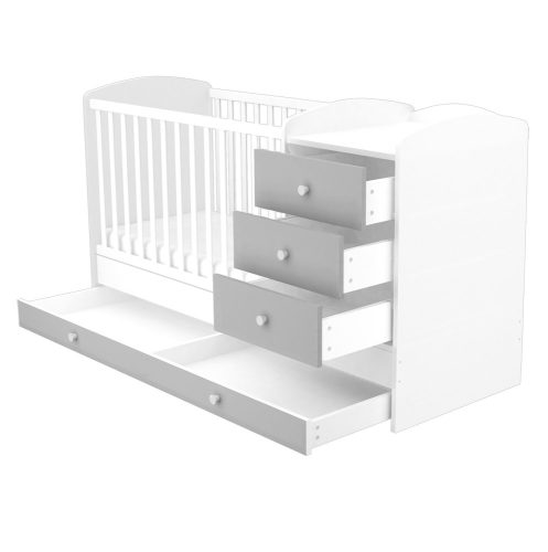 Timba - Erik Ezüst-fehér 3 Fiókos kombi kiságy