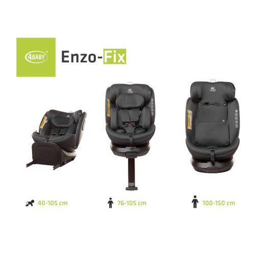 4Baby Enzo-Fix 0-36kg - 40-150cm Gyerekülés I-SIZE Grafit (ISOFIX)