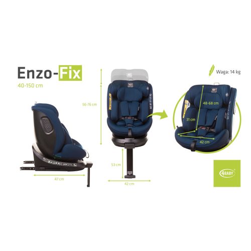4Baby Enzo-Fix 0-36kg - 40-150cm Gyerekülés I-SIZE Kék (ISOFIX)
