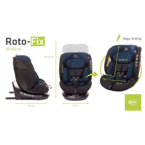 4Baby Roto-Fix I-Size 40-150cm Autósülés - Kék színű 360 °-os (isofix) – 40–150 cm-es autósülés 1. kép