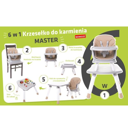 4Baby MASTER 6 in 1 - Világos Szürke Etetőszék – etetőszék 1. kép