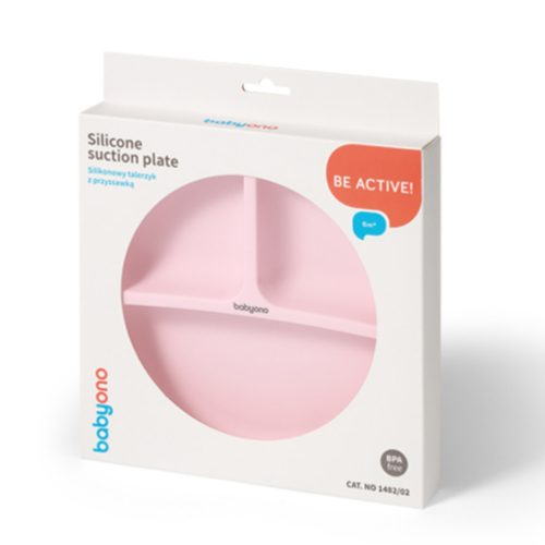 BabyOno 1482/02 -  Szilikon Tapadókorongos Lapos Tányér/Pink