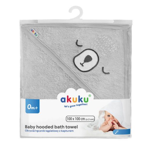 AKUKU A0662 -  Kapucnis Babatörölköző 100 x 100cm Szürke
