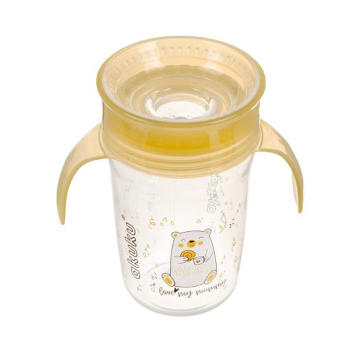 AKUKU A0671 - 360°-os Csöpögésmentes Itatópohár Sárga – Zsebi Baba Shop