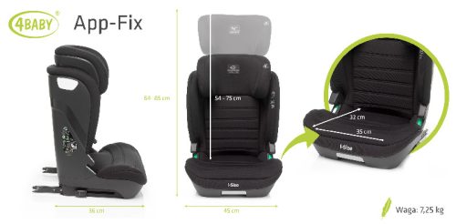 4Baby App-Fix I-Size 100 -150cm  - Fekete színű (Iso-Fix)  – autósülés 1. kép