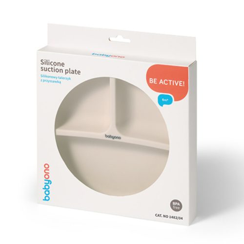 BabyOno 1482/04 -  Szilikon Tapadókorongos Lapos Tányér/Bézs