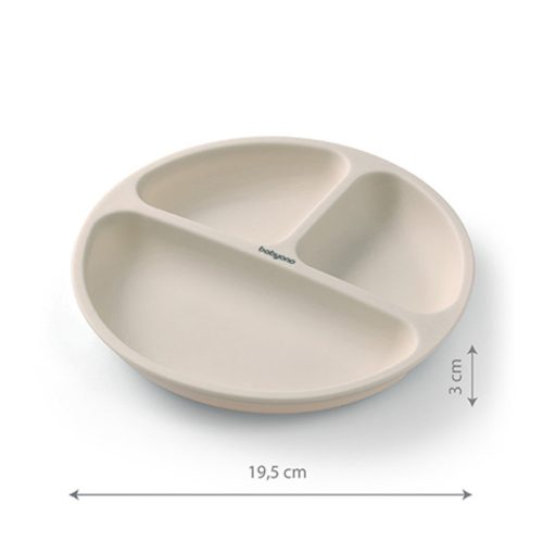 BabyOno 1482/04 -  Szilikon Tapadókorongos Lapos Tányér/Bézs