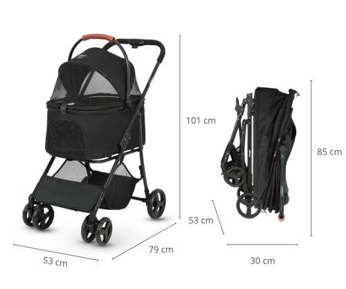 Qppet  - Bobbie Pet Black 6961 Kutya és Cica Babakocsi – babakocsi 7. kép