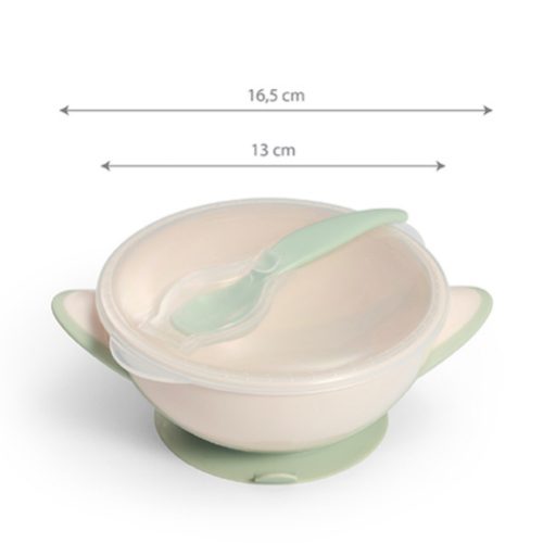 BabyOno 1063/07 -  Tapadókorongos Fedeles Tányér Kanállal/Zsálya