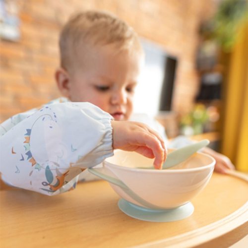 BabyOno 1063/07 -  Tapadókorongos Fedeles Tányér Kanállal/Zsálya