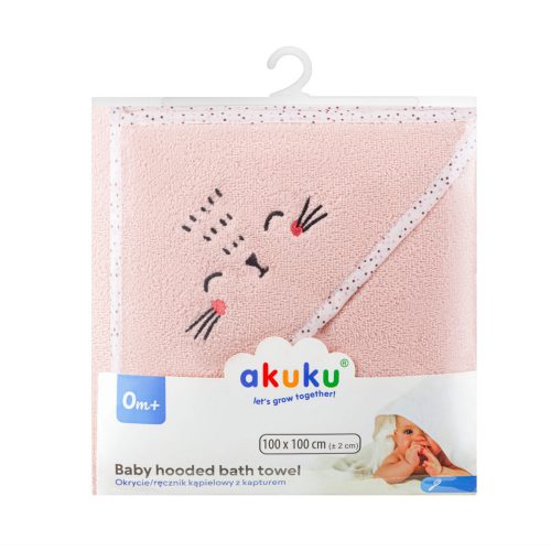 AKUKU A0664 -  Kapucnis Babatörölköző 100 x 100cm Rózsaszín