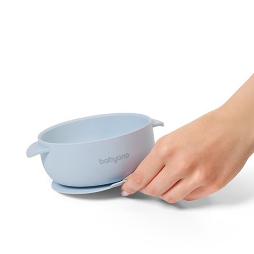 BabyOno 1662/01 -  Szilikon Tapadókorongos Tányér Fedéllel/Kék
