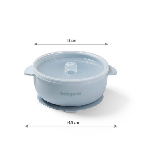 BabyOno 1662/01 -  Szilikon Tapadókorongos Tányér Fedéllel/Kék