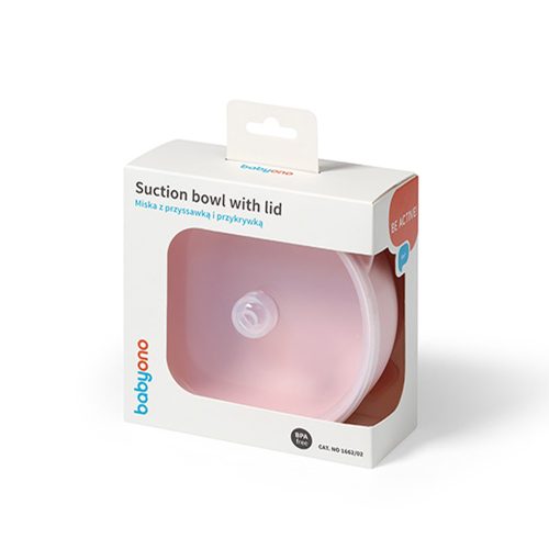 BabyOno 1662/02 -  Szilikon Tapadókorongos Tányér Fedéllel/Pink
