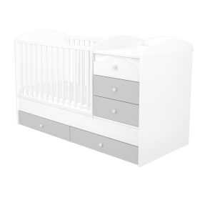 Timba - Erik Ezüst-fehér 5 Fiókos maxi kombi kiságy