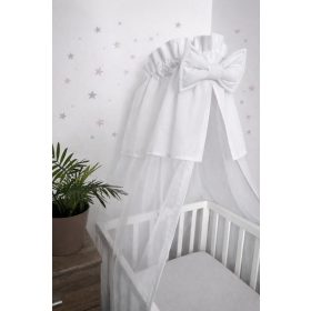   Fehér baldachin függöny fehér pamut betéttel 180x130 cm – légáteresztő kiságy baldachin 100% pamut betéttel