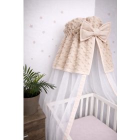   Krém baldachin függöny krém minky betéttel 180x130 cm – puha kiságy baldachin