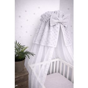   Szürke baldachin függöny szürke minky betéttel 180x130 cm – puha kiságy baldachin