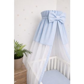   Kék baldachin függöny világoskék pamut betéttel 180x130 cm – légáteresztő kiságy baldachin 100% pamut betéttel