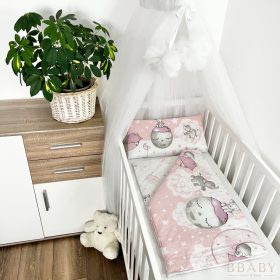 Álomelefánt rózsaszín – 2 részes babaágynemű szett elefántmintával, kislányoknak – Zsebi Baba Shop