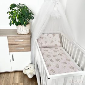 Álomfelhő rózsaszín – 2 részes babaágynemű szett szivárványos macival, 100% pamut – Zsebi Baba Shop