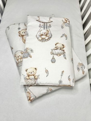 Álomfogó Maci 2 részes babaágynemű szett – bézs mackós mintával, 70x90 / 40x50 cm – Zsebi Baba Shop