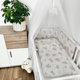 Álomfelhő bézs – 3 részes babaágynemű szett szivárványos macival – Zsebi Baba Shop