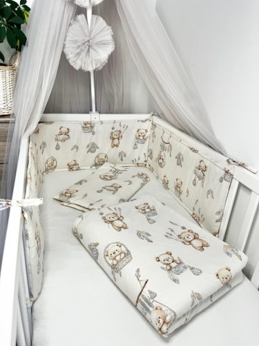 Álomfogó macik 3 részes babaágynemű szett – bézs, pamut, újszülötteknek – Zsebi Baba Shop