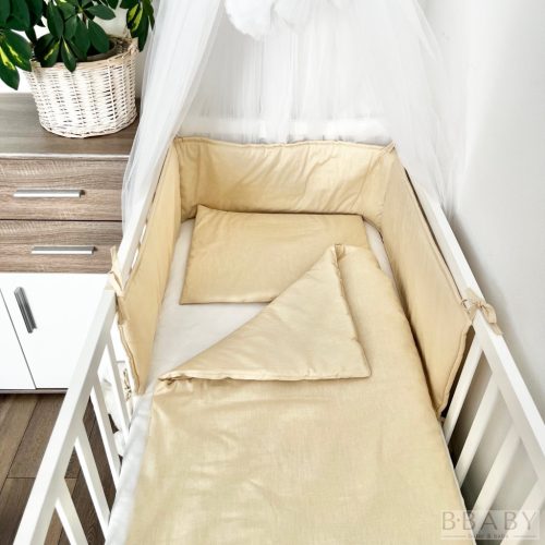 Bella bézs – 3 részes babaágynemű szett természetes árnyalatban, 100% pamut – Zsebi Baba Shop