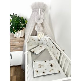 Szafari álom 3 részes babaágynemű szett – szafari és szürke pamutvászon – Zsebi Baba Shop