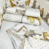 Sweet Time bézs – boldog bébi zsiráf és víziló mintás 4 részes babaágynemű szett – babatermék 5. kép
