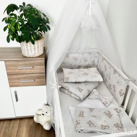 Álomfelhő bézs – szivárványos macis 4 részes babaágynemű szett kisfiúknak és kislányoknak – babatermék 2. kép