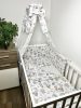 Bbaby 4 részes babaágynemű – Lufis Állatok, pamutvászon, párna, takaró, rácsvédő, baldachinfüggöny – babatermék 2. kép