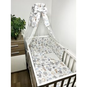 Bbaby 4 részes babaágynemű – Lufis Állatok, pamutvászon, párna, takaró, rácsvédő, baldachinfüggöny – babatermék 2. kép