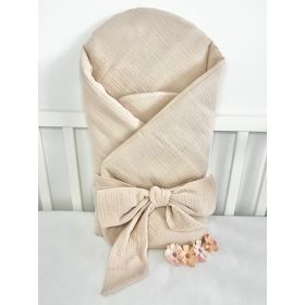 Kókuszpólya – Bézs muszlin, 75×75 cm – Természetes pamut, kókuszbetéttel – Zsebi Baba Shop